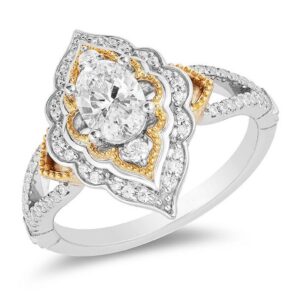 Enchanted Disney Aladdin 3/4CT Diamond Arabesque Frame Engagement Ring in Two-Tone Sterling Silver Beautifully Crafted Ring Magnificent Ring