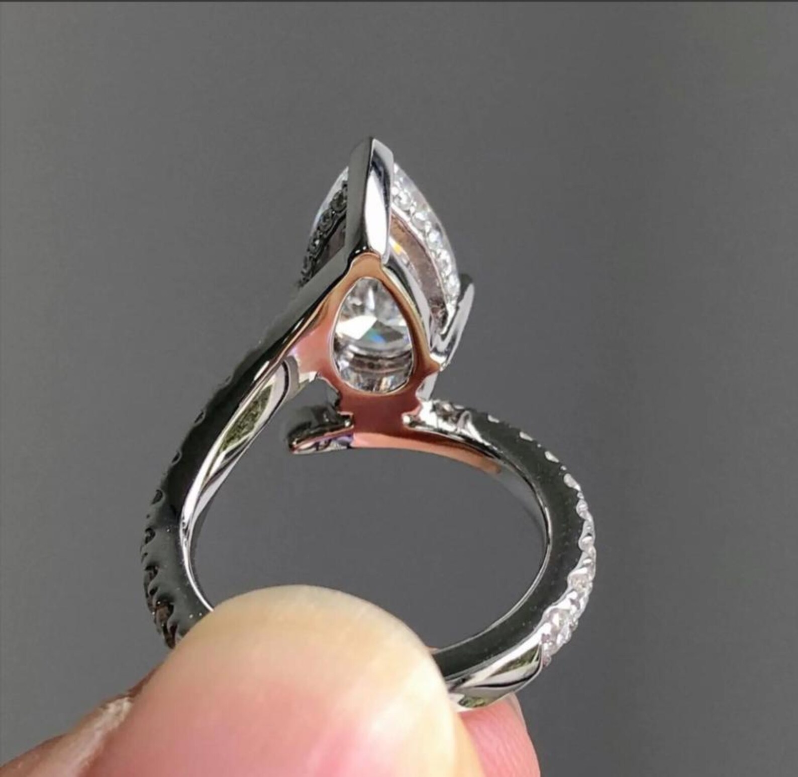 Pear Cut Moissanite Diamond Halo Ring – 14K Solid Gold Solitaire Engagement or Anniversary Gift