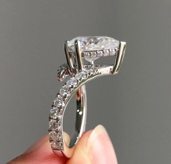 Pear Cut Moissanite Diamond Halo Ring – 14K Solid Gold Solitaire Engagement or Anniversary Gift