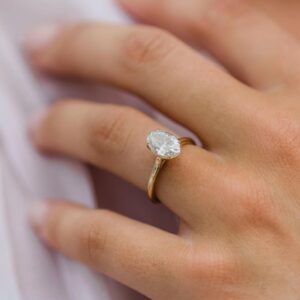 2Ct Oval Cut moissanite Solitaire Ring, 14K Yellow Gold Engagement Ring For Women, Wedding Simple Band , Anniversary Gift