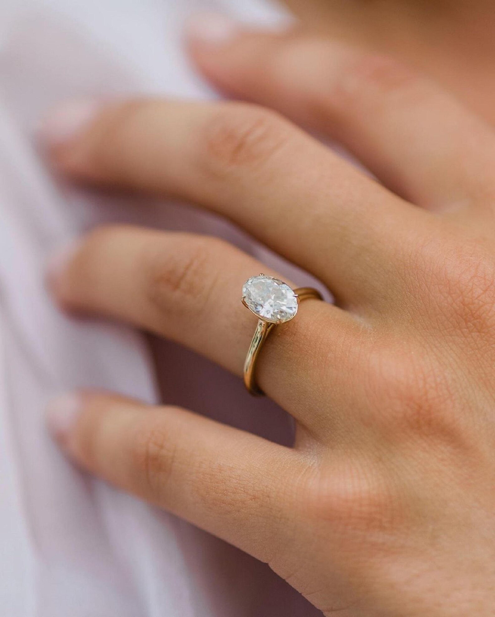 2Ct Oval Cut moissanite Solitaire Ring, 14K Yellow Gold Engagement Ring For Women, Wedding Simple Band , Anniversary Gift