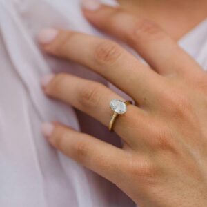 2Ct Oval Cut moissanite Solitaire Ring, 14K Yellow Gold Engagement Ring For Women, Wedding Simple Band , Anniversary Gift