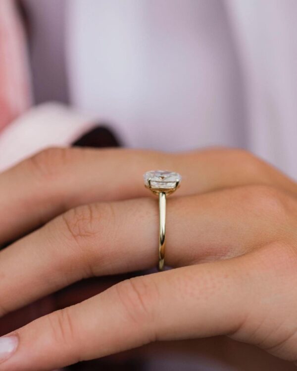 2Ct Oval Cut moissanite Solitaire Ring, 14K Yellow Gold Engagement Ring For Women, Wedding Simple Band , Anniversary Gift