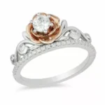 Disney Belle 1.20 CT Simulated Diamond Tiara Rose Two Tone Ring 14K Gold Plated
