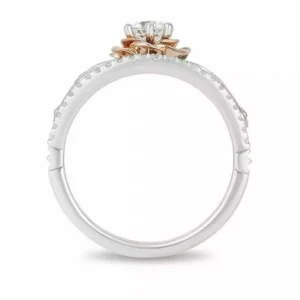 Disney Belle 1.20 CT Simulated Diamond Tiara Rose Two Tone Ring 14K Gold Plated