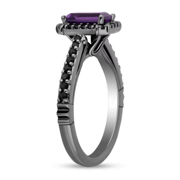 Enchanted Disney Villains Ursula Amethyst and Black Diamond Frame Engagement Ring Disney Maleficent Ring Fascinating Ring Split Shank Band