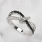 Enchanted Disney Round Black And White Infinity Love Knot Ring Band Unique Black and White Diamond Band For Women In 925 Sterling Silver