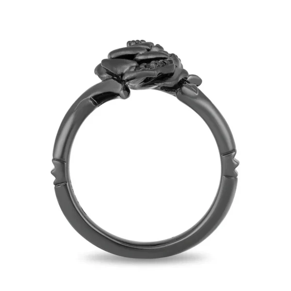 Enchanted Disney Villains Maleficent 1/10 CT. T.W. Enhanced Black Diamond Engagement Ring Solid 925 Sterling Silver and Black Rhodium Plated
