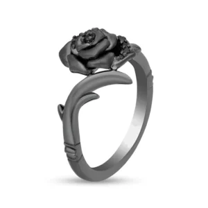 Enchanted Disney Villains Maleficent 1/10 CT. T.W. Enhanced Black Diamond Engagement Ring Solid 925 Sterling Silver and Black Rhodium Plated