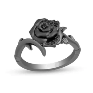Enchanted Disney Villains Maleficent 1/10 CT. T.W. Enhanced Black Diamond Engagement Ring Solid 925 Sterling Silver and Black Rhodium Plated