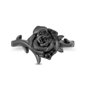 Enchanted Disney Villains Maleficent 1/10 CT. T.W. Enhanced Black Diamond Engagement Ring Solid 925 Sterling Silver and Black Rhodium Plated