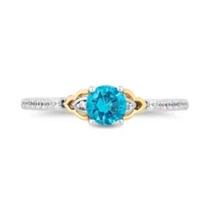 Enchanted Disney Jasmine Swiss Blue Topaz and Diamond Engagement Ring in 14K Gold Beautiful Modern Style Ring Lovely Ring Magnificent Ring
