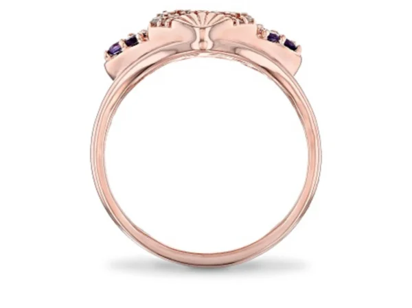 Enchanted Disney Ariel Seashell Ring ,0.75Ct Round Cut Amethyst Diamond Inspired By Ariel Ring, Rose Gold Rhodium Over Sterling Silver Ring