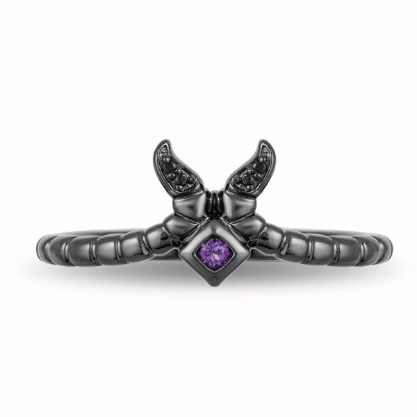 Enchanted Disney Ring, Maleficent Ring, Enchanted Disney Fine Jewelry, Wedding Band In 925 Sterling Silver Ring With Black Rhodium Finish
