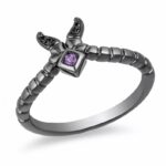 Enchanted Disney Ring, Maleficent Ring, Enchanted Disney Fine Jewelry, Wedding Band In 925 Sterling Silver Ring With Black Rhodium Finish