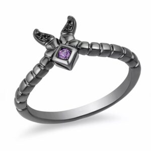 Enchanted Disney Ring, Maleficent Ring, Enchanted Disney Fine Jewelry, Wedding Band In 925 Sterling Silver Ring With Black Rhodium Finish