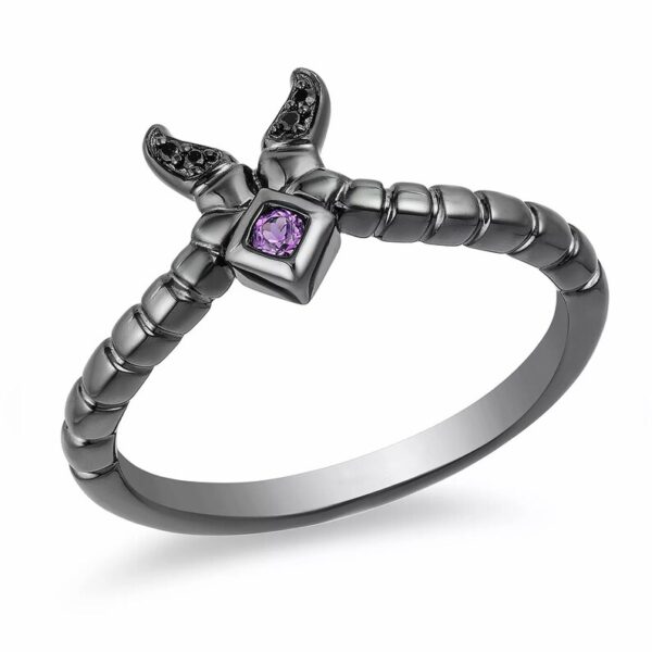 Enchanted Disney Ring, Maleficent Ring, Enchanted Disney Fine Jewelry, Wedding Band In 925 Sterling Silver Ring With Black Rhodium Finish