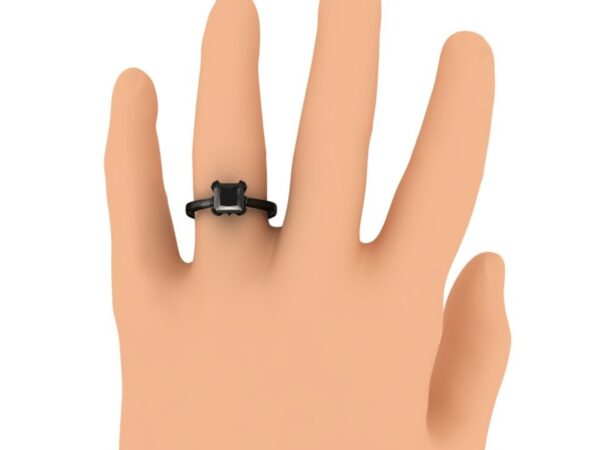 Black Diamond Ring,1.50Ct Princess Cut Black Diamond Engagement Ring In Black Rhodium