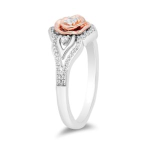 Enchanted Disney Diamond "Belle" Rose Frame Engagement Ring in Two-Tone 925 Silver Bold and Beautiful Ring Charming Ring Antique Design Ring