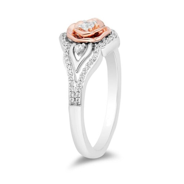 Enchanted Disney Diamond "Belle" Rose Frame Engagement Ring in Two-Tone 925 Silver Bold and Beautiful Ring Charming Ring Antique Design Ring
