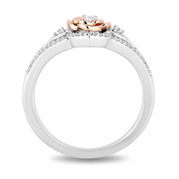 Enchanted Disney Diamond "Belle" Rose Frame Engagement Ring in Two-Tone 925 Silver Bold and Beautiful Ring Charming Ring Antique Design Ring