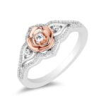 Enchanted Disney Diamond "Belle" Rose Frame Engagement Ring in Two-Tone 925 Silver Bold and Beautiful Ring Charming Ring Antique Design Ring