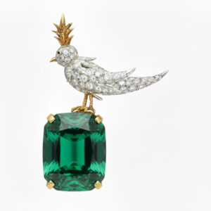 Schlumberger Bird On A Rock Yellow Cushion Cut Stone Brooch, 925 Sterling Silver Brooch, Bird Brooch with Yellow Stone Brooch, Unisex Brooch - Image 10