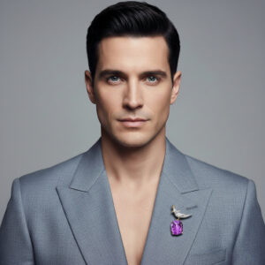 Schlumberger Bird On A Rock Purple Amethyst Cushion Cut Stone Brooch, 925 Sterling Silver Brooch, Bird Brooch with Purple Stone Brooch, Unisex Brooch, Anniversary Gift - Image 2