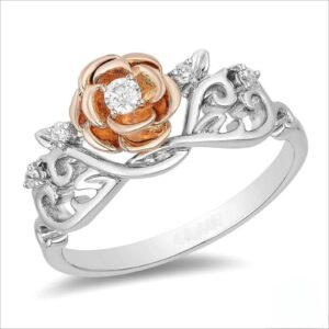 0.50 Ct Round Cut Simulated Diamond Crown Enchanted Disney Belle Promise Ring CZ/Moissanite Diamond Solid Sterling Silver Engagement Ring