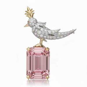 Schlumberger Bird On A Rock Emerald Cut Stone Brooch, 925 Sterling Silver Brooch, Bird Brooch with Blue Stone Brooch, Unisex Brooch - Image 8