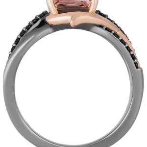 Enchanted Disney Villains Morganite and Black Diamond Engagement Ring in Sterling Silver Disney Diamond Wedding Ring Disney Maleficent Ring
