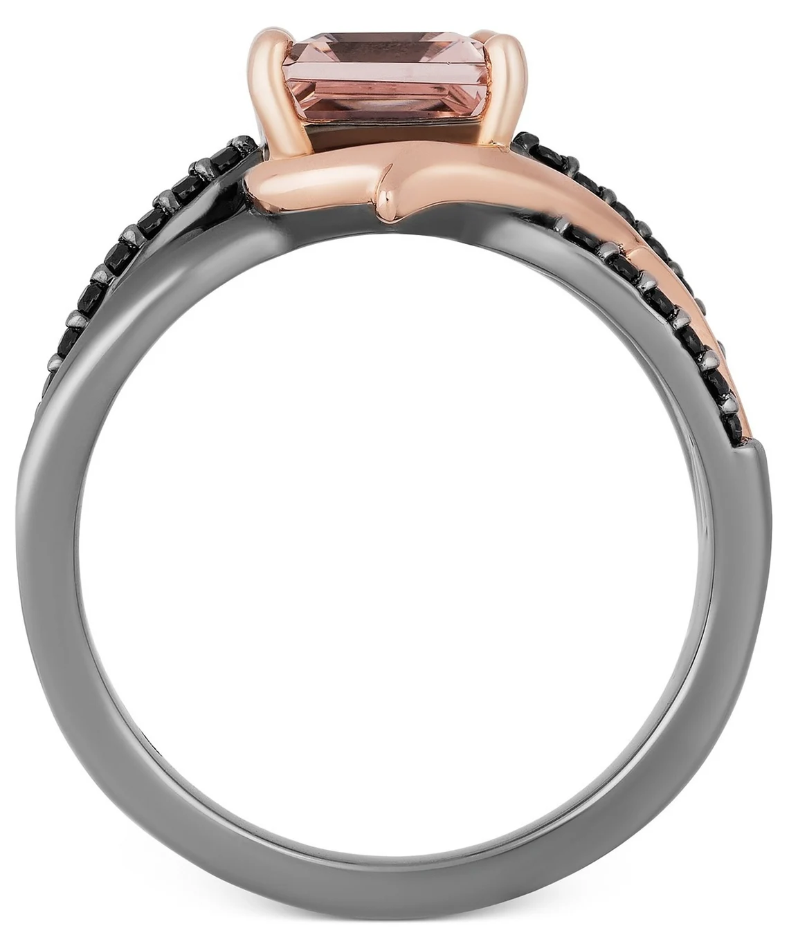 Enchanted Disney Villains Morganite and Black Diamond Engagement Ring in Sterling Silver Disney Diamond Wedding Ring Disney Maleficent Ring