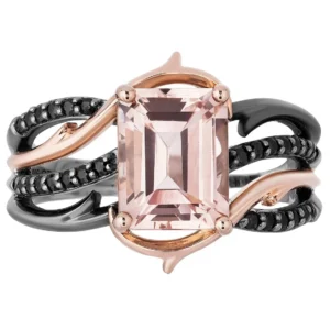 Enchanted Disney Villains Morganite and Black Diamond Engagement Ring in Sterling Silver Disney Diamond Wedding Ring Disney Maleficent Ring