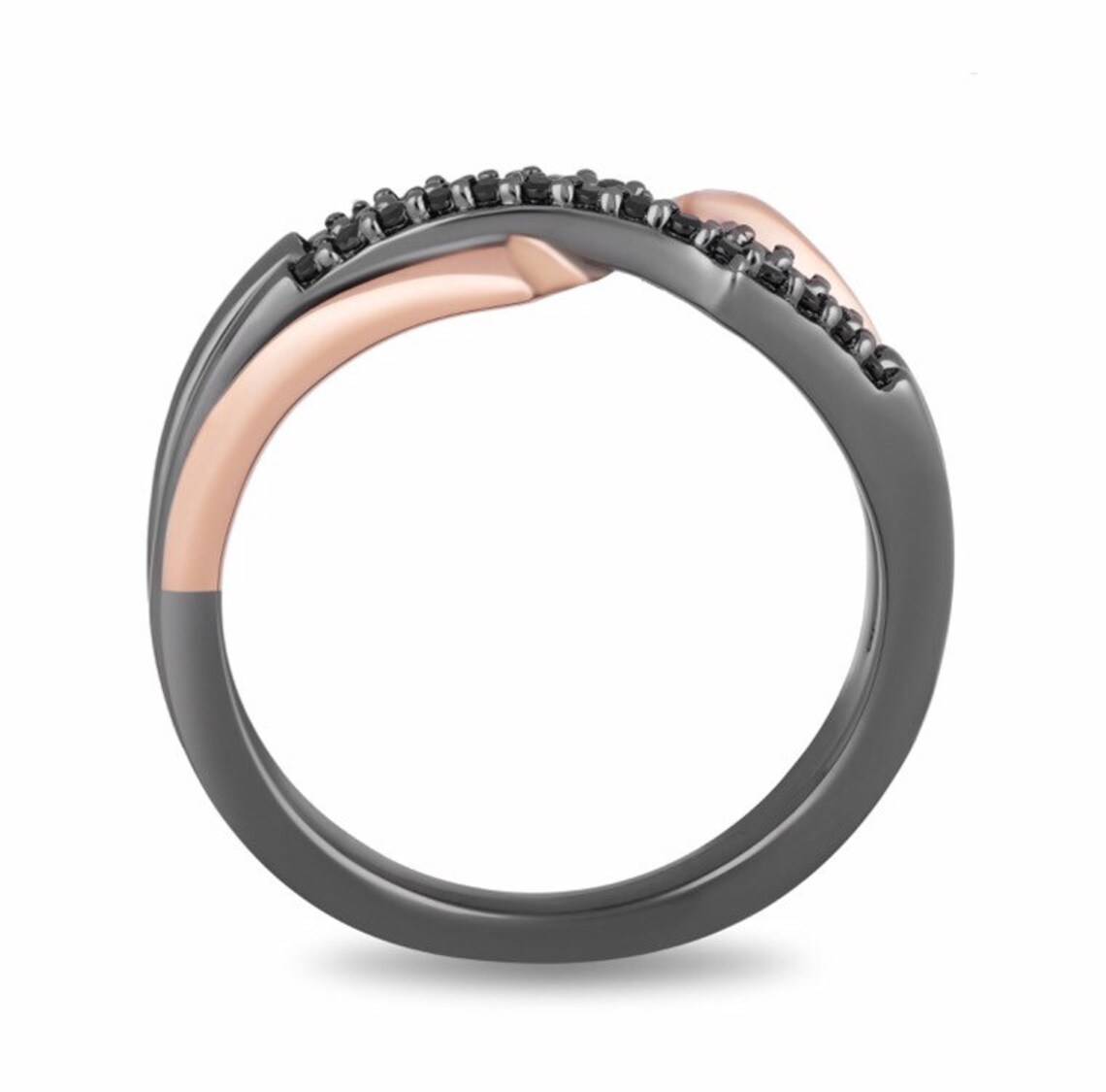 Enchanted Disney Fine Jewelry Black Rhodium Over Sterling Silver With 1/5 CTTW Black Simulated Diamond Maleficent “Thorn” Ring