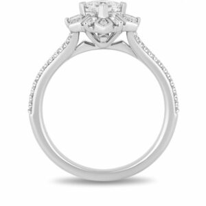 Enchanted Disney 3/4 CT Princess Baguette & Round Shape Moissanite Diamond Elsa Snowflake Engagement Ring,Magical World Of Disney Frozen