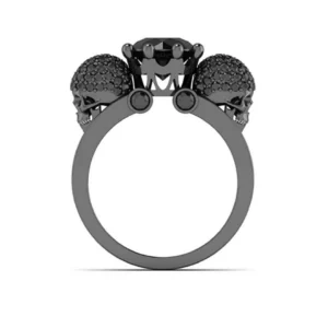 Black Moissanite Diamond Skull Engagement Wedding Ring With Black Rhodium Plated-Promise Skull Ring For Women's - Gothic Style Ring
