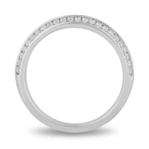 Enchanted Disney Villains Cruella De Vil Black Enhanced and White Diamond Wedding Band in 14K White Gold Sterling Silver Half Eternity Ring