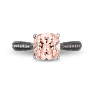Enchanted Disney Villains Maleficent Morganite and Diamond Engagement Ring in Two-Torn 925 Sterling Silver Disney Horn Ring Evil Queen Ring