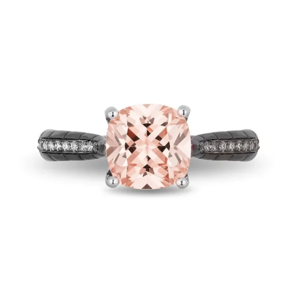 Enchanted Disney Villains Maleficent Morganite and Diamond Engagement Ring in Two-Torn 925 Sterling Silver Disney Horn Ring Evil Queen Ring