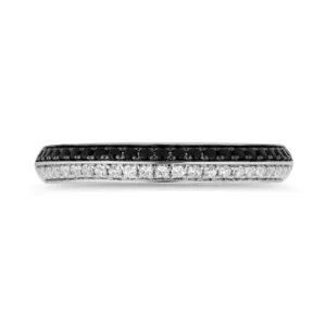 Enchanted Disney Villains Cruella De Vil Black Enhanced and White Diamond Wedding Band in 14K White Gold Sterling Silver Half Eternity Ring