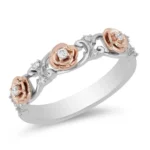 Enchanted Disney Fine Jewelry Diamond Belle Eternity Ring in Two-Tone Sterling Silver Antique Disney Flower Band Propose Ring Romantic Ring