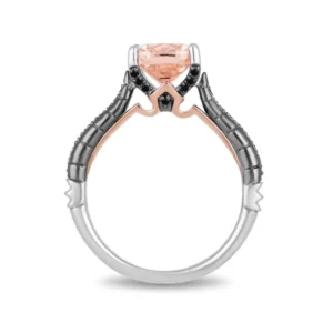 Enchanted Disney Villains Maleficent Morganite and Diamond Engagement Ring in Two-Torn 925 Sterling Silver Disney Horn Ring Evil Queen Ring