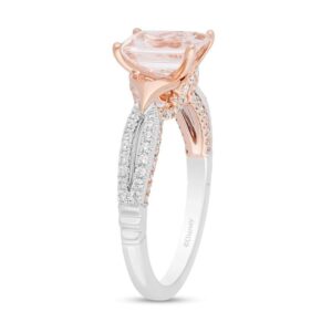 Enchanted Disney Aurora Emerald-Cut Morganite Engagement Ring in Two-Tone Sterling Silver Split Shank Ring Antique Channel Ring Stylish Ring