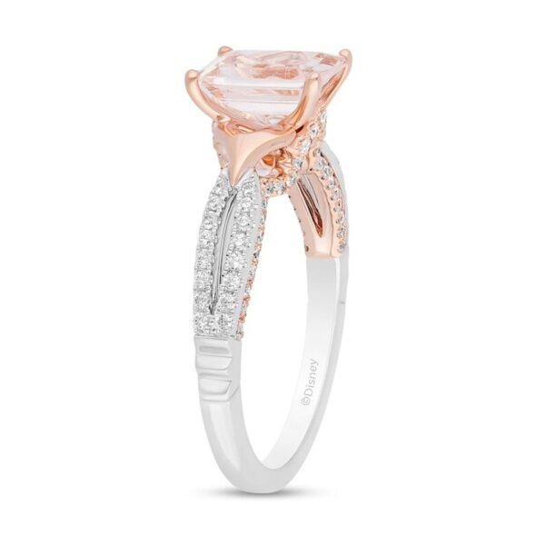 Enchanted Disney Aurora Emerald-Cut Morganite Engagement Ring in Two-Tone Sterling Silver Split Shank Ring Antique Channel Ring Stylish Ring