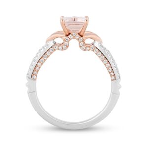 Enchanted Disney Aurora Emerald-Cut Morganite Engagement Ring in Two-Tone Sterling Silver Split Shank Ring Antique Channel Ring Stylish Ring