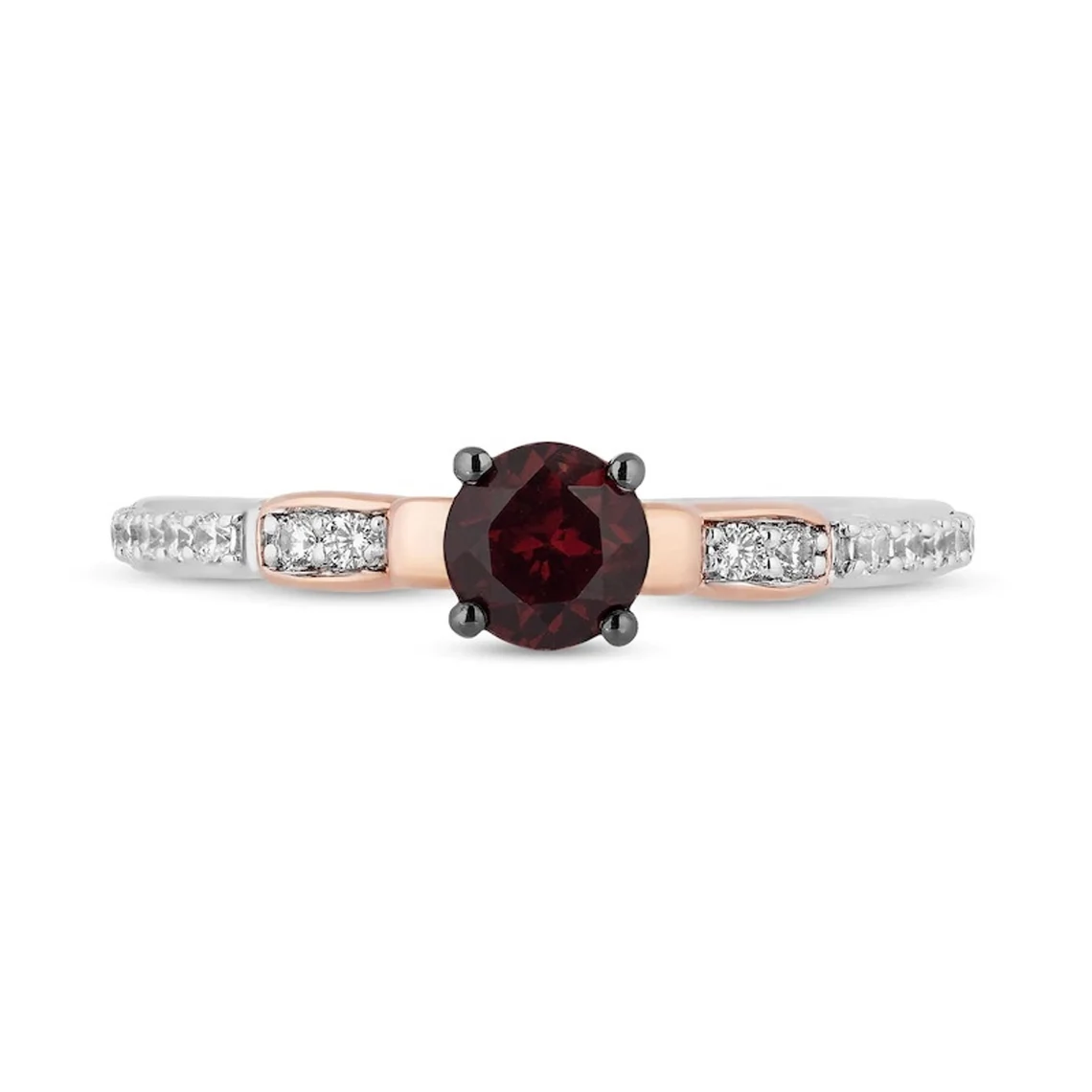 Enchanted Disney Snow White Red Garnet and Diamond Bow Promise Ring in Sterling Silver Propose Engagement Ring in 14K White Gold Lovely Ring