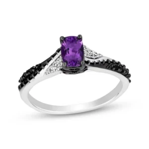 Enchanted Disney Treasures The Nightmare Before Christmas Amethyst Engagement Ring Stylish Spooky Ring Stackable Ring Beautiful Modern Ring