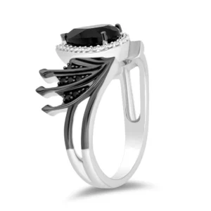 Enchanted Disney Villains Pear-shaped Black Onyx Engagement Ring Enchanting and Elegant Maleficent Ring Alluring Stunning Ring Crafted Ring