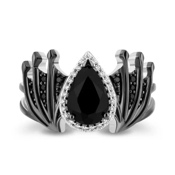 Enchanted Disney Villains Pear-shaped Black Onyx Engagement Ring Enchanting and Elegant Maleficent Ring Alluring Stunning Ring Crafted Ring