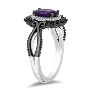 Enchanted Disney Villains Ursula Oval Brilliant Cut Purple Amethyst Engagement Ring Extraordinary Design Multi Gemstone Ring Fairytale Ring